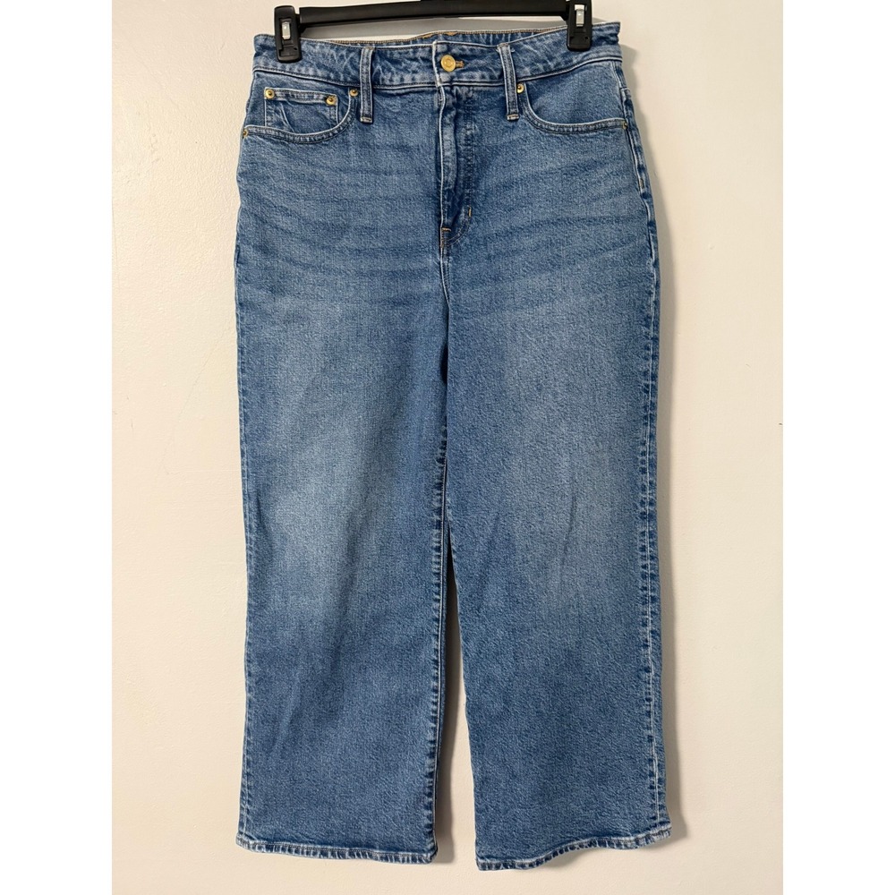 J.Crew Curvy Slim Wide Leg Jeans Blue‎ Denim Size 30 High Rise Medium Wash